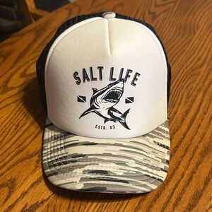 Salt Life White and Black Shark Cap
